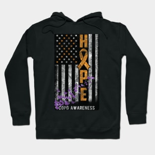 COPD Awareness Hope Flag Purple Butterflies Hoodie